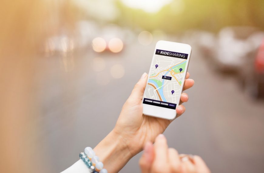 Ride sharing app on mobile phone