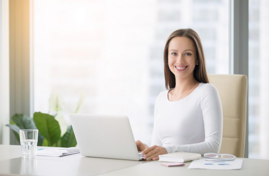 woman working on her laptop