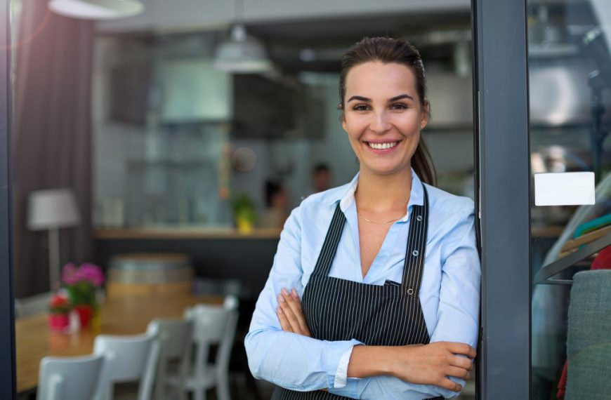 business owner in the front