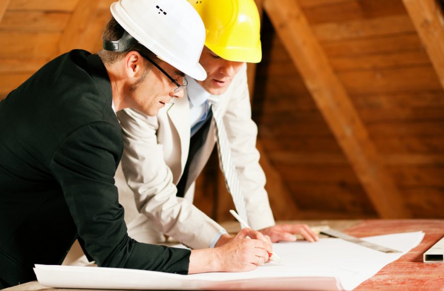 Construction workers making plans