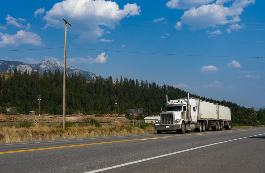 truck driving on the freeway