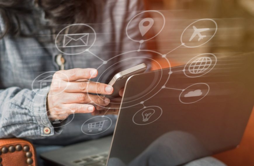woman using gadgets
